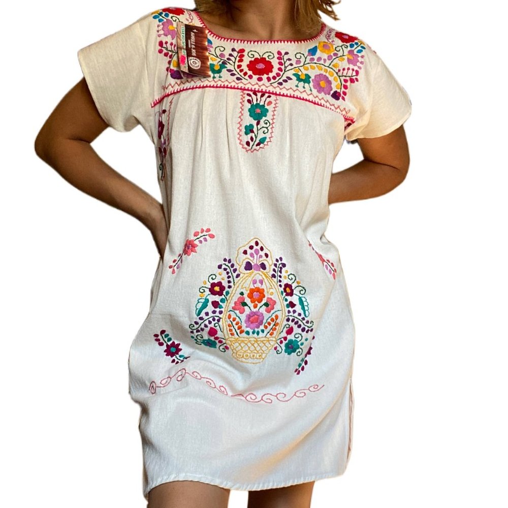 Off White Traditional Mexican Dress